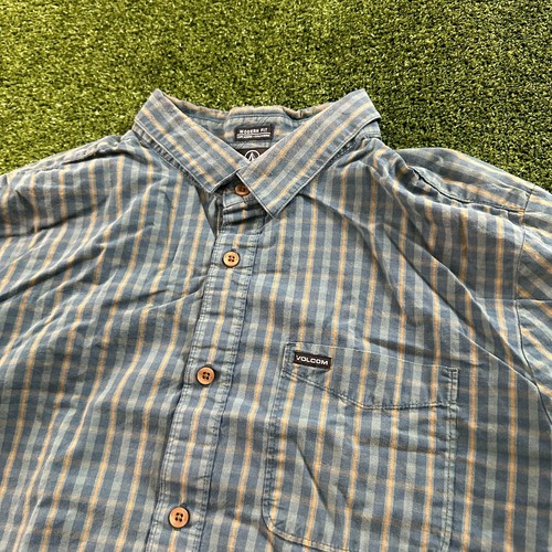 Volcom Shirt Mens Large Green Short Sleeve Skater Modern Slim Fit City Style - Picture 2 of 8