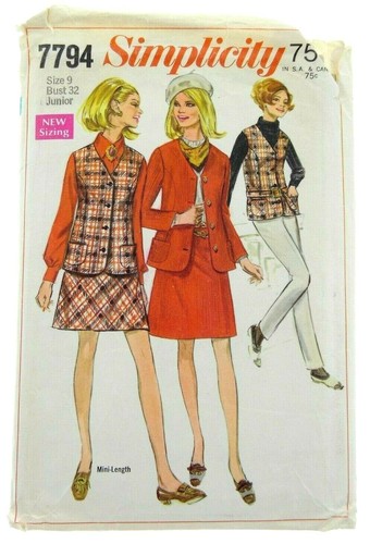 Simplicity Vintage Años 60 Busto 32 Juniors Falda Separada Chaqueta Patrón Costura - Imagen 2 de 3