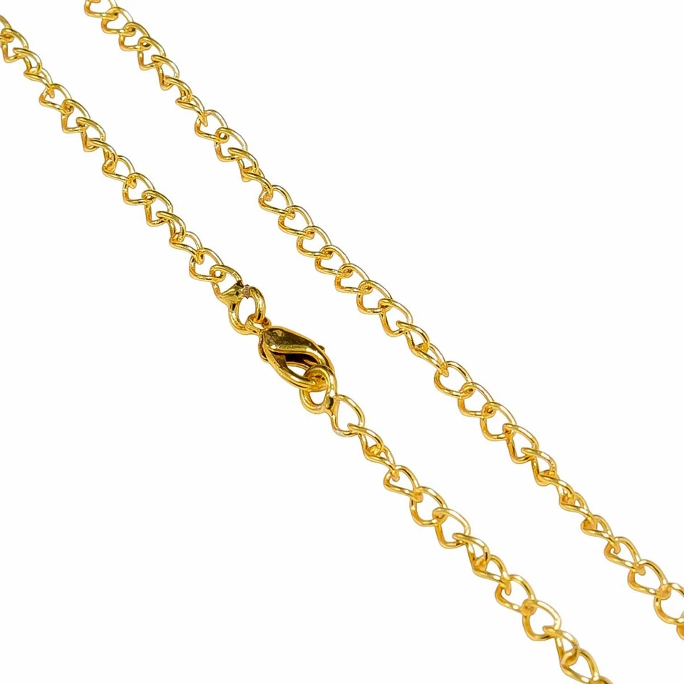 Collar de cadena de eslabones lisos de oro amarillo de 18k con broche de garra de langosta regalo unisex Foto 2 de 4