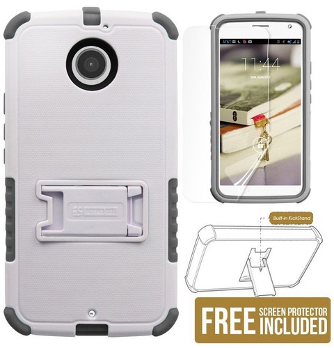 Blanc Gris Tri-Bouclier Boitier Support Écran Protecteur For Motorola Moto-X 2nd - Photo 2 sur 2