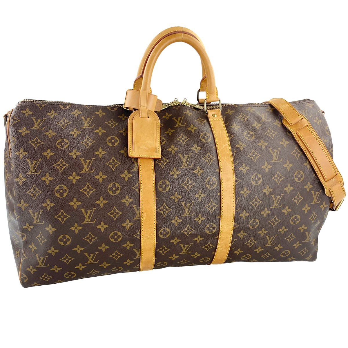Louis Vuitton Monogram Keepall Bandouliere 55 Leather Fabric