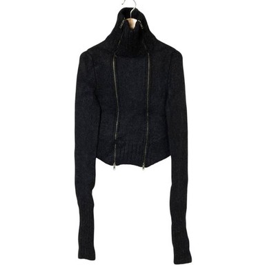Ann Demeulemeester Alpaca wool knit short jacket, size 36, black