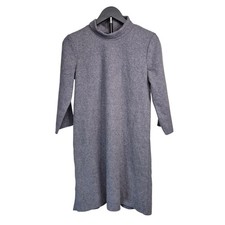 Zara Join Life Heathered Gray Mock Neck 3/4 Sleeve Shift Dress Small NWT