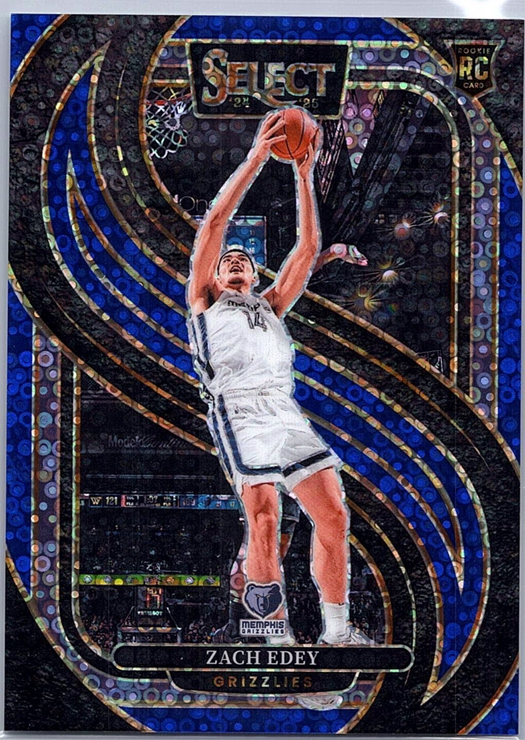 Zach Edey 2024-25 Select Rookie Premier Level Blue Disco Prizm /25 RC Grizzlies