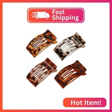 4 Pack Large Flat Hair Clips for Women, Rectangle Non-slip Lay Down Claw Clips,