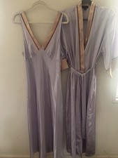 Jones New York Lavender Satin Robe Nightgown Set Medium Long Sleeveless