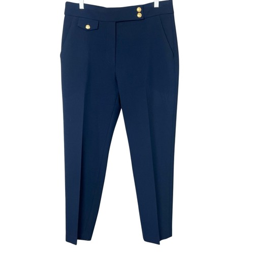 Veronica Beard Renzo Slim Straight Leg Cropped Pants Navy