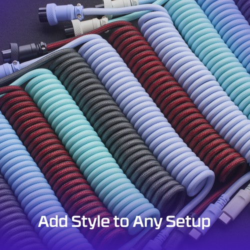 Câble enroulé HyperX USB-C bleu clair-blanc - Photo 7/8