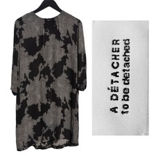 A Détacher New York Black Grey 60s Wallpaper Floral Rayon Dress Tunic USA sz 4