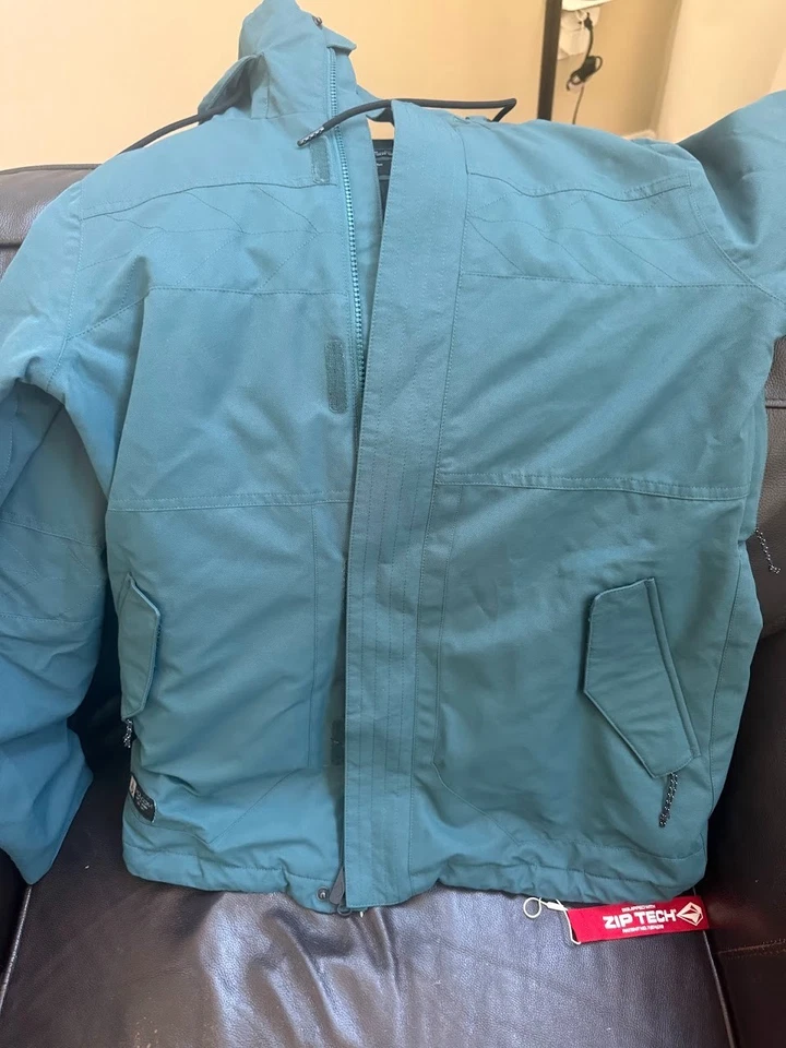 Volcom женщин палевый изолированный сноуборда лыж зимняя куртка с капюшоном размер маленький США - Изображение 3 из 4