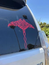 9" Red Tribal Sun Sting Ray Hawaii Vinyl Decal Car / Truck Window Sticker