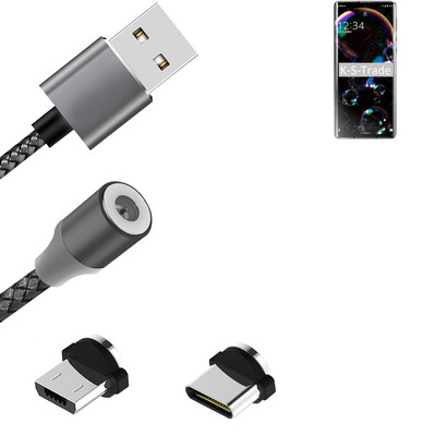 Magnet-Lade-Kabel für Sharp Aquos R6 mit USB-Typ C und Micro-USB-Anschluss