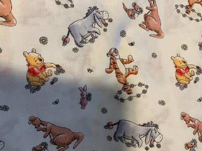 Winnie Pooh Scrap 9''x 21 , Fat Eighth, Cotton Fabric, Eeyore Kanga Piglet Tigger