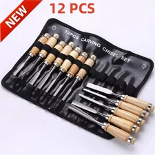 12 Pcs Wood Carving Hand Chisel Tool Set Professional Woodworking Gouges Steel