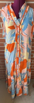 True Destinations Resort Wear Exclusive Sleeveless Maxi Dress Multicolor Size L