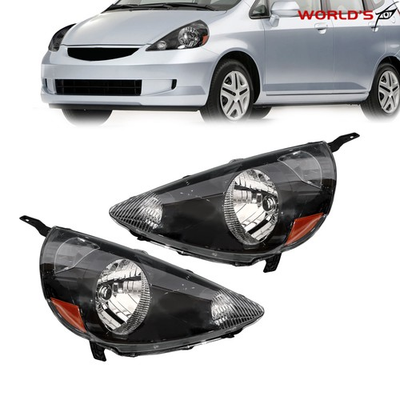 #ad #ad Halogen Headlights Headlamp For Honda Fit 2007 2008 Black Set Driveramp;Passenger $195.82
