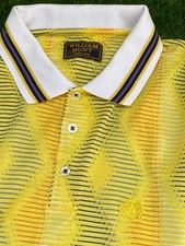 William Hunt yellow argyle golf polo shirt size small medium golf mod