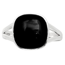 Natural Black Onyx - Brazil 925 Sterling Silver Ring s.7 Jewelry R-1005