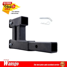 Black Steel Truck Dual 2" Trailer Hitch Receiver Rise-Drop Adapter Extender New