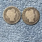 1905-S & 1909-S Barber dimes.
