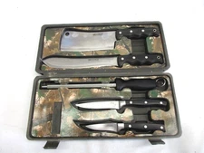 Meyerco Butcher Knife Set 5 Piece, see photos and desc., 2 knives replaced