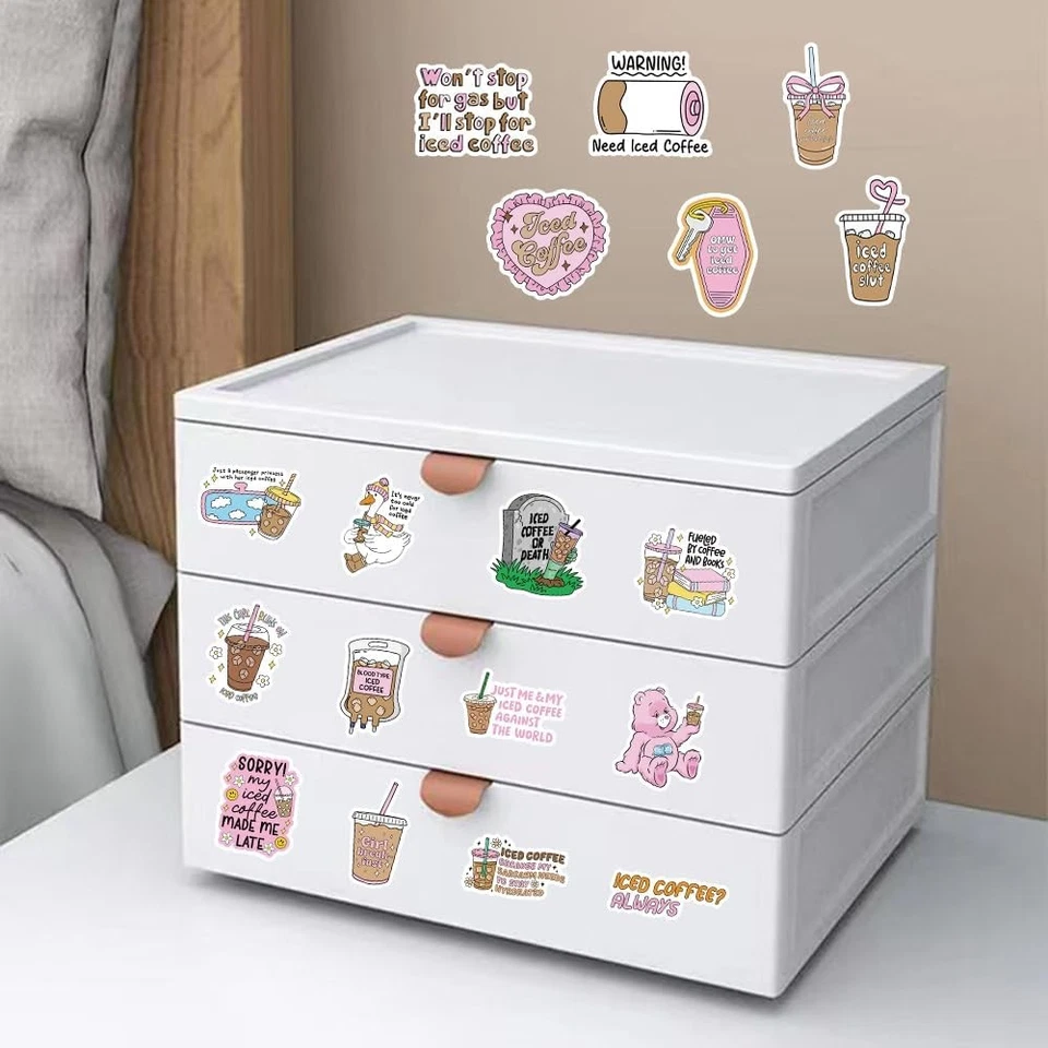 110 Piezas Divertidas Pegatinas Café, Vinilo Impermeable Como Se Muestra en la Figura  Foto 2 de 4