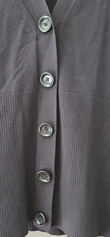 Michael Kors MK Black 5 Snap Ribbed Bottom V Front Cardigan Size S/P — 第 4/4 张图片