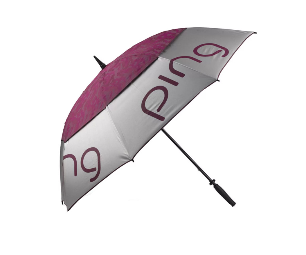 New Ping Ladies Silver/Magenta Double Canopy Umbrella
