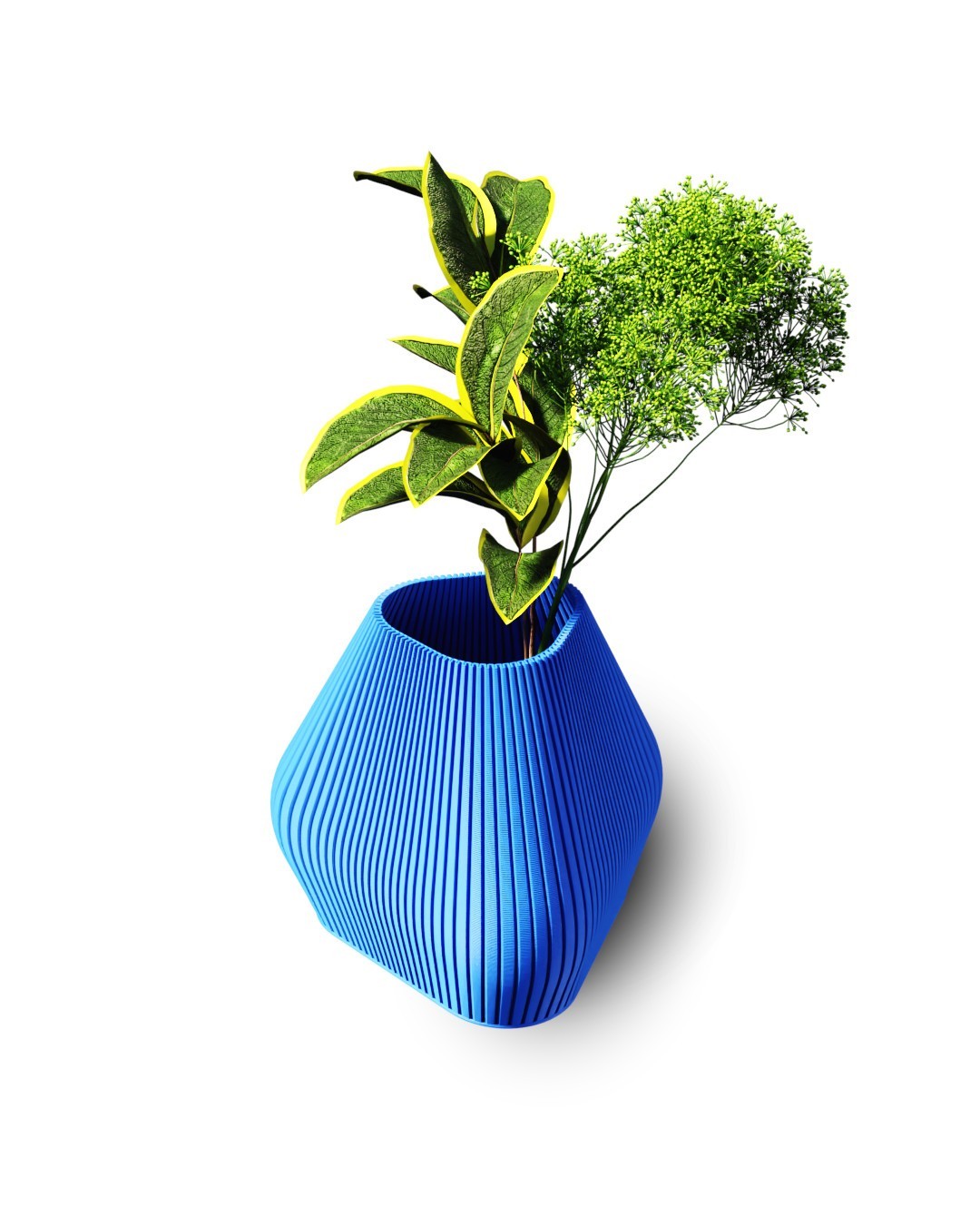 Modern Ribbed Pyramid Vase – 3D Printed Sculptural Planter