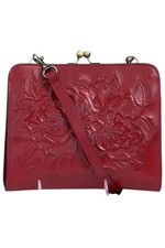 Patricia Nash Amari Leather Frame Crossbody Ruby Red