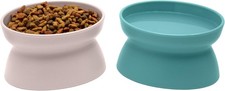Elevated Cat Bowls Set 2 Whisker Friendly Pet Food Water Dishes