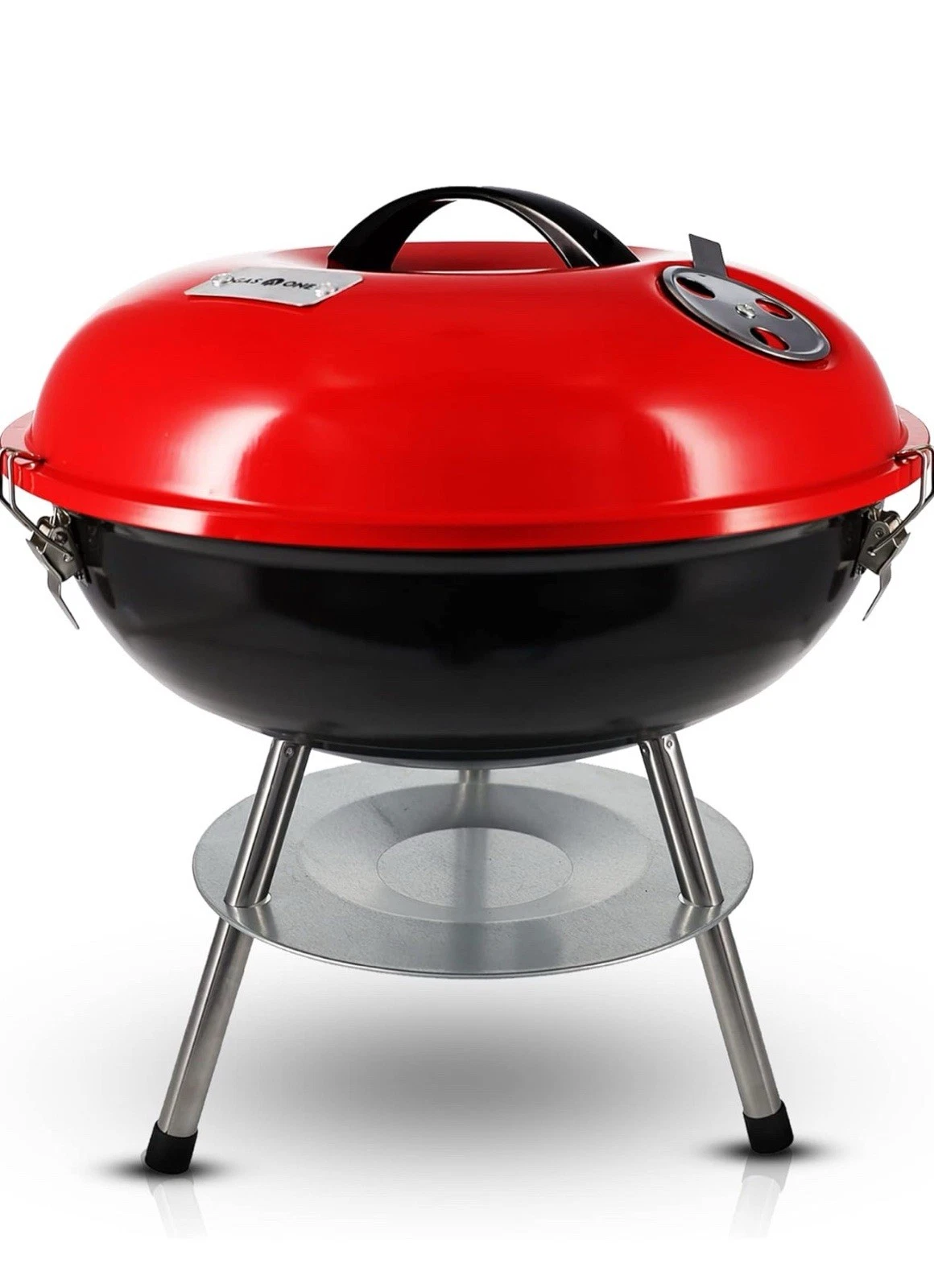 Gas One 14-inch Portable Barbecue Grill with 3-Point Locking Lid - CG-14