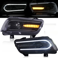 Headlight For Dodge Charger 2011-2014 Dual LED W/ Strip Projector Lamps LR