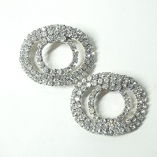 Pair Rhinestone Shoe Clips Buckles Vintage MCM 1950s Oval