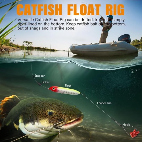 Catfish Rigs Tackle with Catfish Rattling Line Float Santee Rig Circle Hooks - Picture 5 of 7