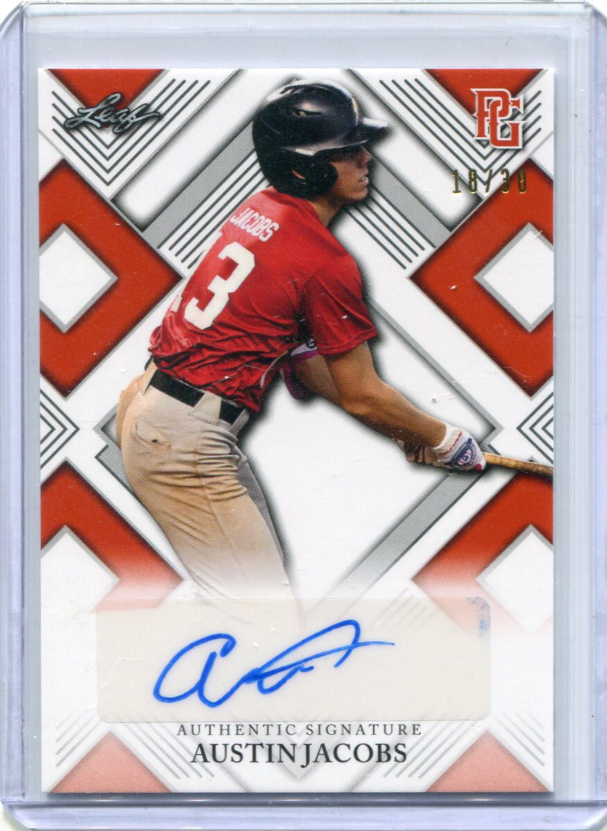 2023 Leaf Perfect Game Showcase Autographs Orange Austin Jacobs Auto 18/30