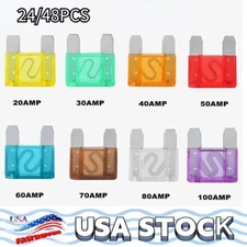 24/48Pack Large MAXI/APX Blade Fuse Assortment Auto Car Truck SUV AMP FUSES Kit