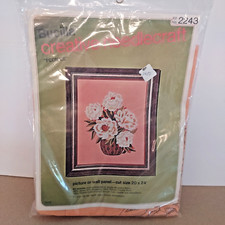 Bucilla Vintage 1970s Creative Needlepoint Peonies 2243 20 in. x 24 in. NOS