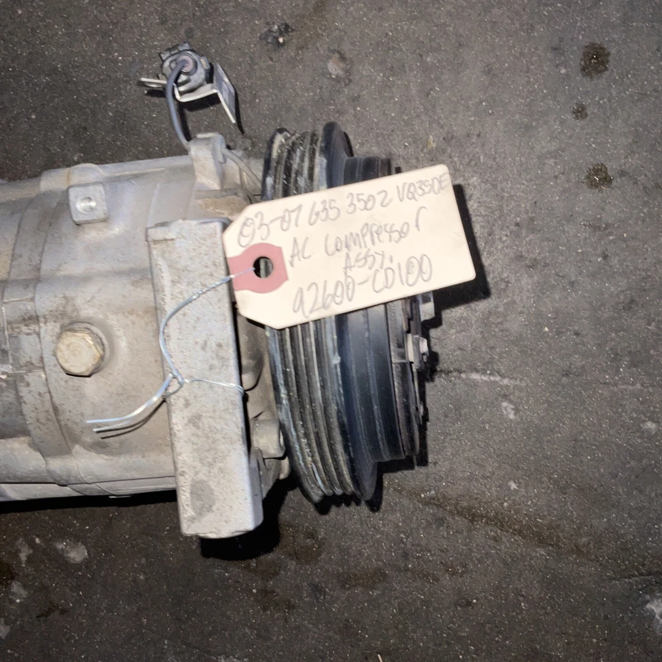 03-07 Infiniti G35 Nissan 350z VQ35DE AC Cooler Compressor Assembly 92600-CD100 - Image 2 of 4