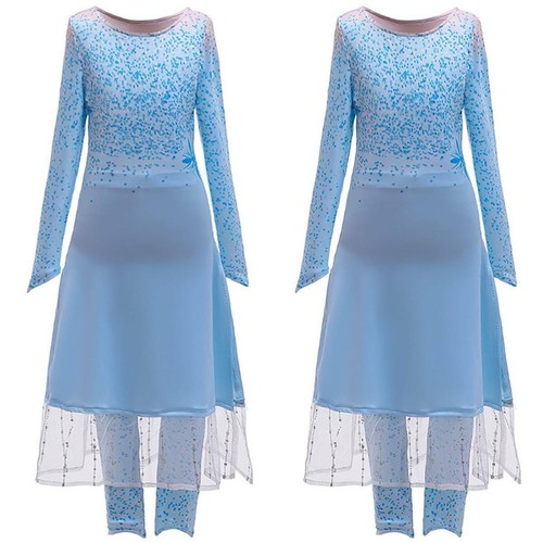 Kids Girl Princess Fancy Dress Elsa & Anna Cosplay Costume Dress Party Outfits - Picture 9 of 21