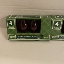 Christmas Light C7 Bulb Replacement C-7 4 Pack 120 Volt Transparent Red-12 Bulbs
