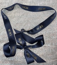 CHRISTIAN DIOR 1" Navy Blue Satin Gift Ribbon with Gold Lettering 45" Beautiful 