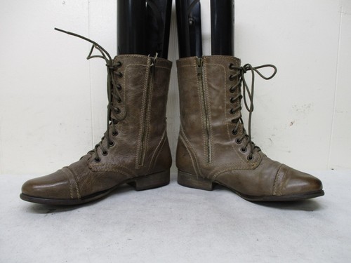 Steve Madden Troopa Stone Leder Reißverschluss Spitze Kampf Mode Stiefel Größe 6,5 M - Bild 4 von 8