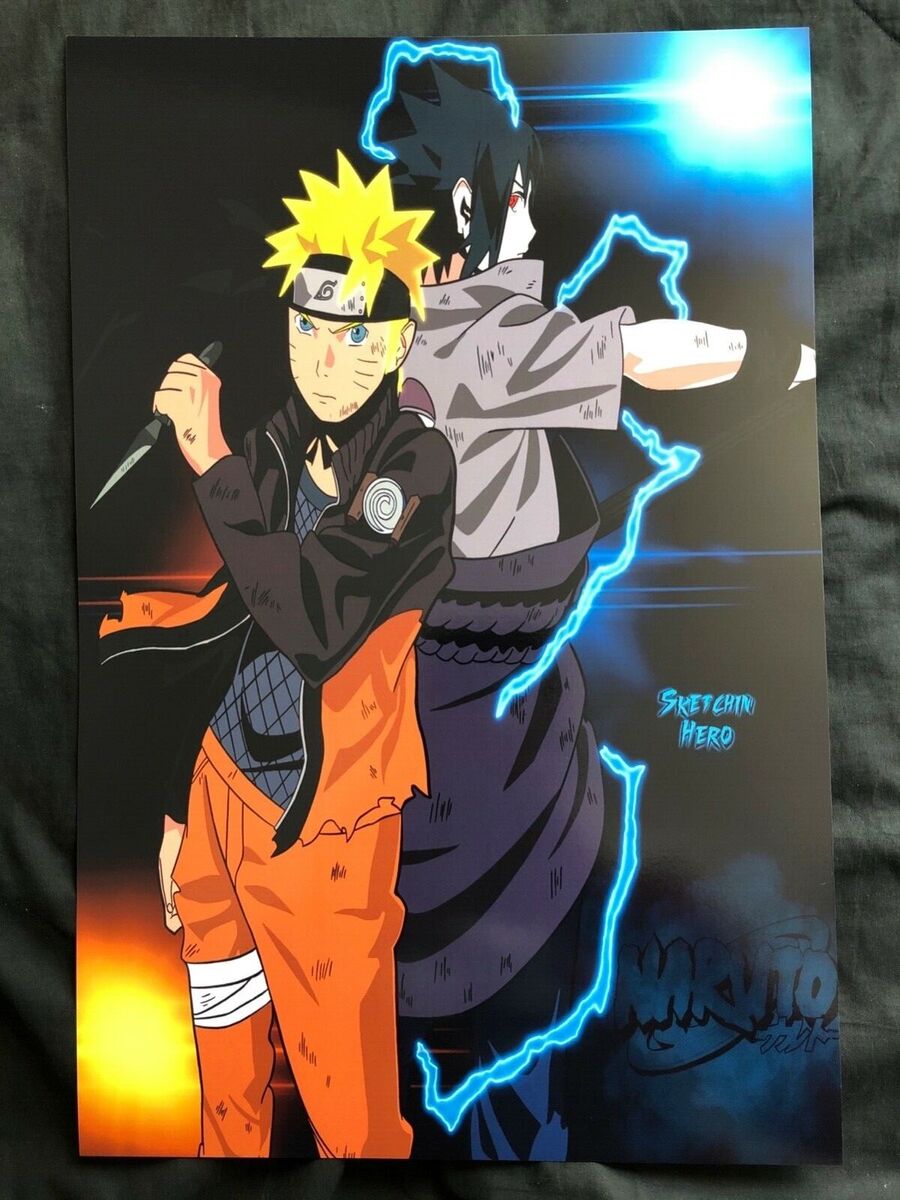 naruto wall poster naruto and sasuke best rivals 12x18 naruto shippuden