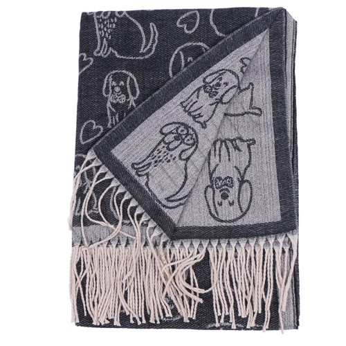 Women Fringed Shawl Scarf Cat Dog Large Winter Cashmere Feel Warm Wrap Stole - Picture 58 of 72