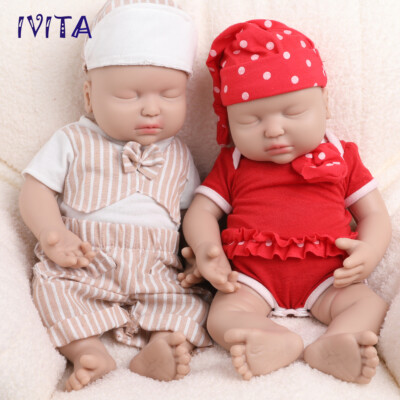 IVITA 15'' Eyes Closed Silicone Reborn Baby Doll Full Silicone Newborn Doll