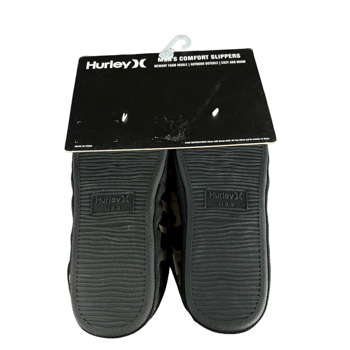 HURLEY Duke Faux Fur Lined Slippers SZ 12-13 Hurley Duke Comfort Memory Foam Green Black Camo Slip On  main image 2