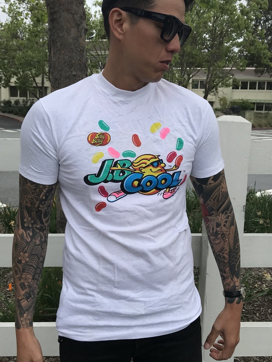 Jelly Belly J B Cool Vintage 90s Shirt Tee Vtg White M Made in USA