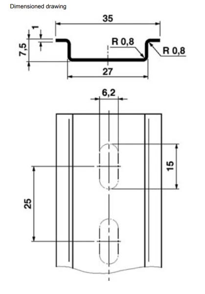 Box of ten (10) DIN RAILS 35mm x 7.5mm SLOTTED 100cm - Image 2 of 2