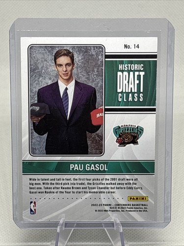 2022-23 Contenders Historic Draft Class Pau Gasol #14 Grizzlies HOF VG+ - Picture 4 of 4